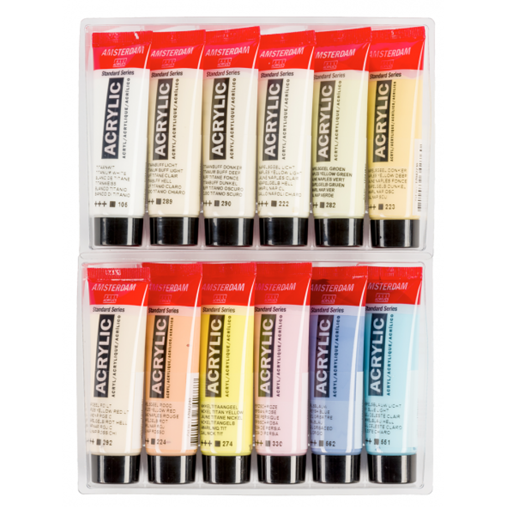 Acrílicos Amsterdam - Set 12 Colores Pasteles - 20ml