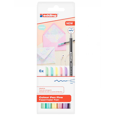 Marcadores Punta Fina Edding Set 6 Colores Pastel