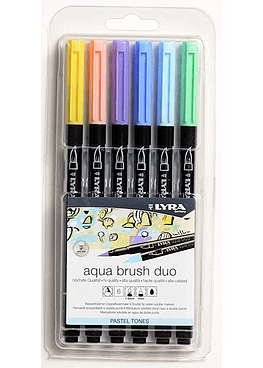 Lapices Punta Pincel - Aqua Brush Duo 6 colores pasteles