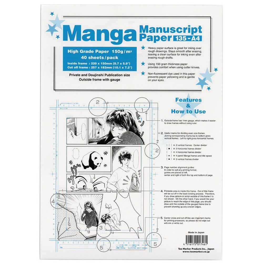 Papel Manga Manuscript - 135 A4 (21-x-29,7cm) - 150 Gr - 40 Hjs 