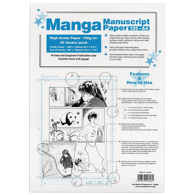 Papel Manga Manuscript - 135 A4 (21-x-29,7cm) - 150 Gr - 40 Hjs 