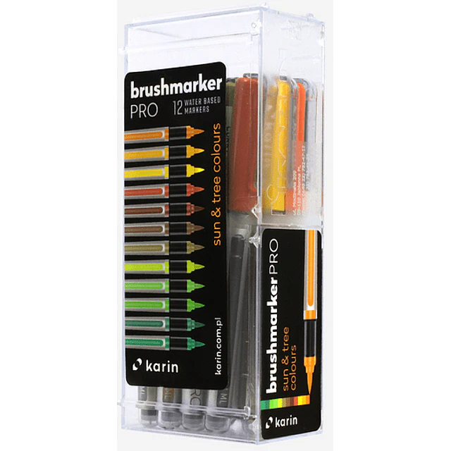 KARIN BrushMarker PRO akvarell markerek, 12 db Nap és Fa Színek za