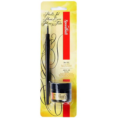 Set plumilla #102 Crow Quill y Tinta Negra 12ml - Speedball