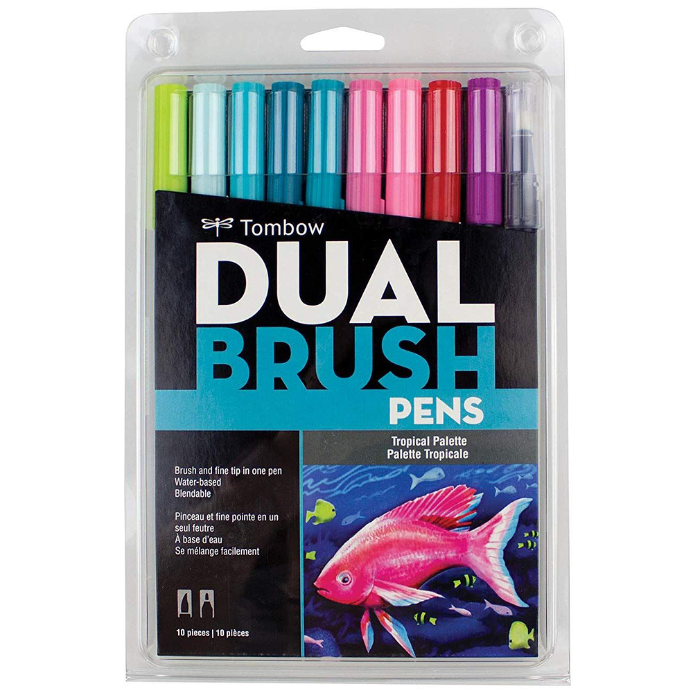 Tombow - Set Dual Brush - 10 Marcadores - Colores Tropicales
