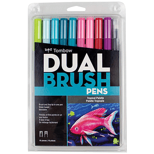 Tombow - Set Dual Brush - 10 Marcadores - Colores Tropicales