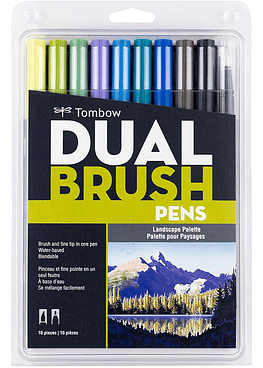 Tombow - Set Dual Brush - 10 Marcadores -  Colores Paisaje