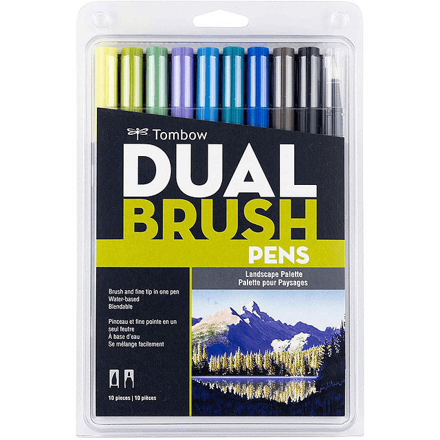 Tombow - Set Dual Brush - 10 Marcadores -  Colores Paisaje