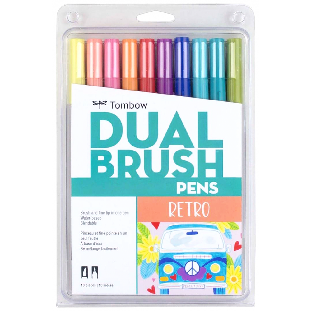 Tombow - Set Dual Brush - 10 Marcadores -  Colores Retro