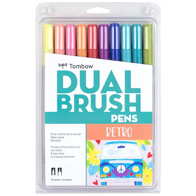 Tombow - Set Dual Brush - 10 Marcadores -  Colores Retro