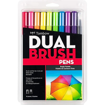  Tombow – Set Dual Brush 10 Marcadores Colores Vivos Doble Punta