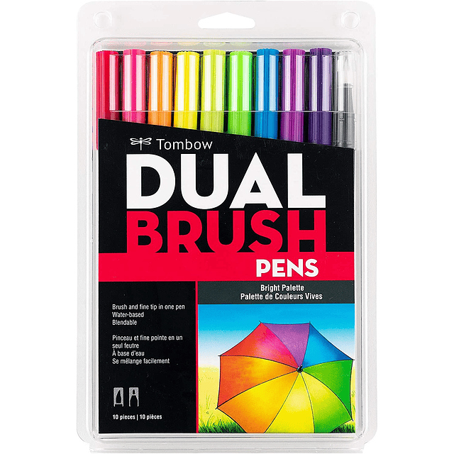 Tombow - Set Dual Brush - 10 Marcadores -  Colores Vivos