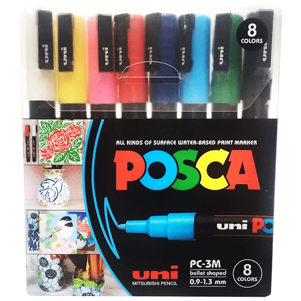 Set Marcadores Posca 3M - 8 Colores Básicos