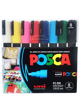 Set Marcadores Posca 5M - 8 Colores Básicos