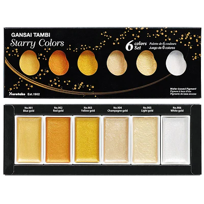 Kuretake - Acuarela Starry Color - 6 Colores Metalicos