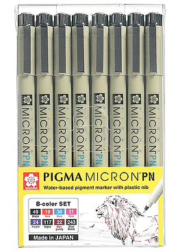 Set Sakura Pigma Micron - 8 Tiralíneas PN Plastic Nib.