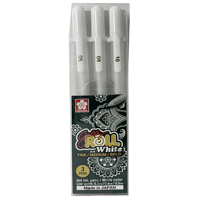 Sakura - 3 Lápices Gelly Roll Tinta Gel blanco