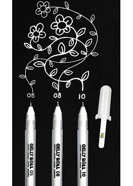 Set Sakura Gelly Roll - 3 Lápices Tinta Gel blanco.