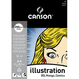 Block ilustración - BD, Manga, Comics - A4 21 x 29,7 cm - 12 Hojas - 250 Gr
