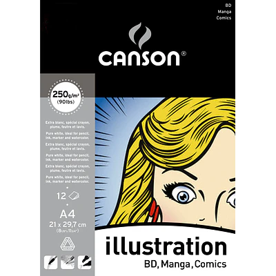 Canson - Block ilustración - BD, Manga, Comics - A4 21 x 29,7 cm - 12 Hojas - 250 Gr