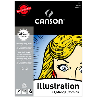 Canson - Block ilustracion - BD, Manga, Comics - A3 ( 29,7 x 42cm ) - 12 Hojas - 250 Gr