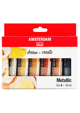 Acrílicos Amsterdam - Set 6 Colores Metalicos - 20ml 