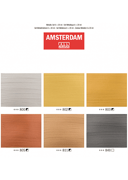 Acrílicos Amsterdam - Set 6 Colores Metalicos - 20ml 