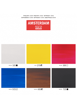Acrílicos Amsterdam - Set 6 Colores 20ml Primarios
