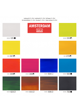 Acrílicos Amsterdam - Set 12 Colores Paisaje - 20ml