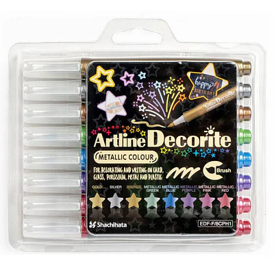 Artline - Set 8 Marcadores Punta Pincel Metalicos 