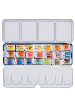 White Nights - Set Acuarela en pastilla 21 Colores - Caja Metalica