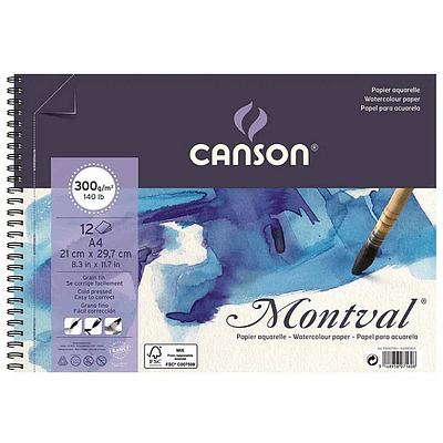 Canson - Croquera Acuarela Montval - A4 (21X29,7) - 12 Hjs - 300 Gr