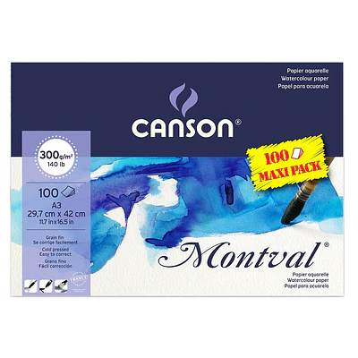 Canson - Block Acuarela Montval - 29,7 x 42 - A3 - 100 Hjs - 300 Gr