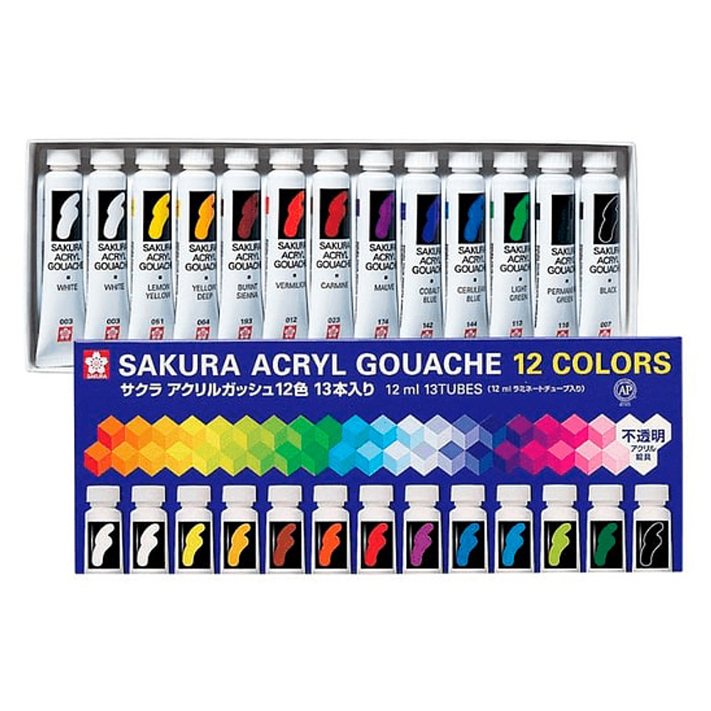 Sakura - Gouache Acrílico - Set 12 Colores - 12 ML