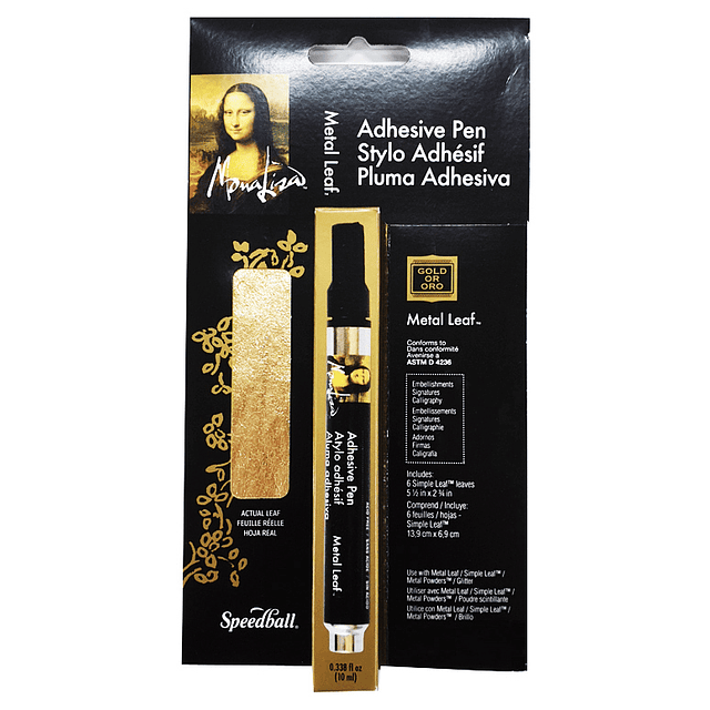6 hojas Pan de Oro + lápiz adhesivo Mona Lisa 10 ML - Speedball