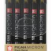 Set Tiralíneas Pigma Micron Black Barrel 100 años - 5 Grosores Negro