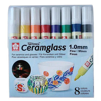 Set Marcadores Ceramglass para Ceramica y Vidrio - Punta 1.0 mm - 8 Colores