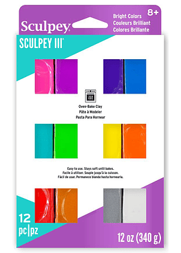 Sculpey III Multipack - 12 Colores Brillantes - (28GR - 340 GR)