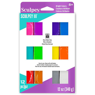 Sculpey III - Arcilla Polimerica - 12 Colores Brillantes - (28GR - 340 GR)