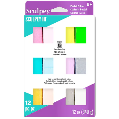 Sculpey III - Arcilla Polimerica - 12 Perlados y Pasteles - (28 GR - 340 GR)