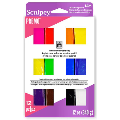 Sculpey - Arcilla Polimerica - Premo - 12 Colores Clasicos - (28 GR - 340 GR)