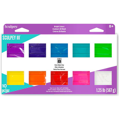 Sculpey III - Arcilla Polimerica - 10 Colores Brillantes ( 57 GR - 567 GR )