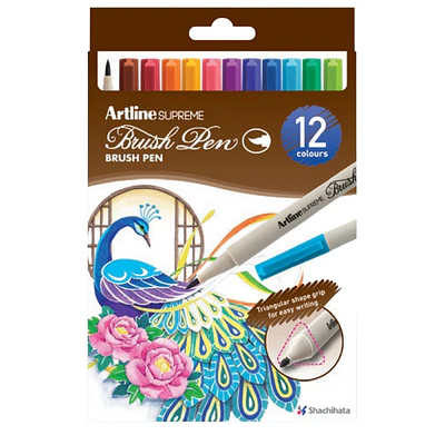 Artline - Set 12 BrushPen Supreme - Punta Pincel Fina