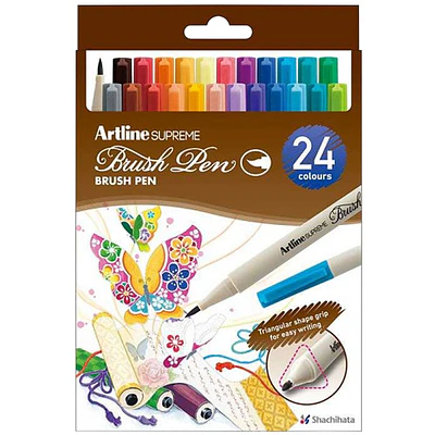 Artline - Set 24 BrushPen Supreme - Punta Pincel Fina