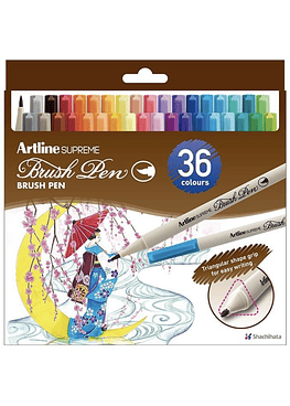 Artline - Set 36 BrushPen Supreme - Punta Pincel Fina