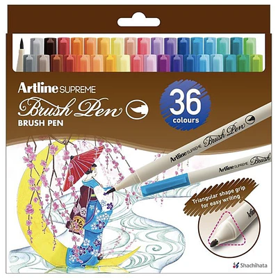 Artline - Set 36 BrushPen Supreme - Punta Pincel Fina