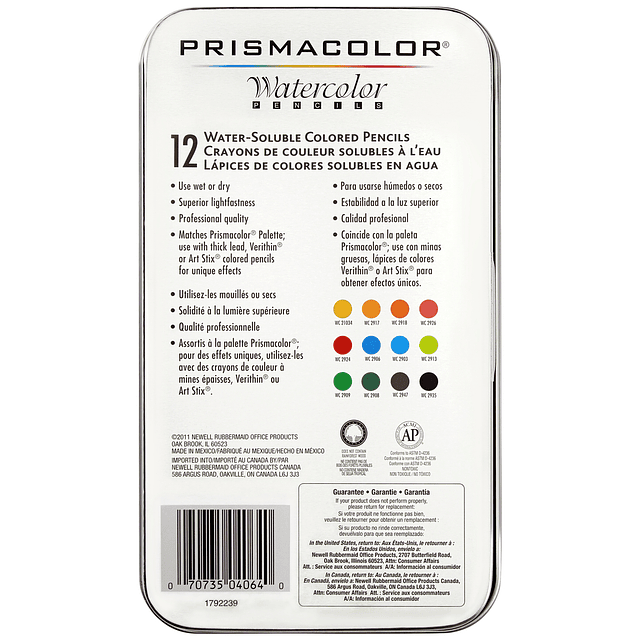 Prismacolor Premier - 12 Lápices de Colores Acuarelables.