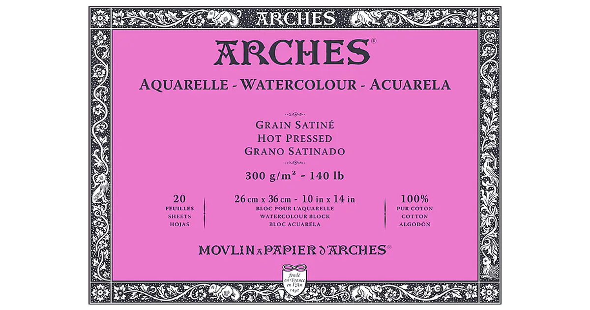 Arches - Block Acuarela Grano Satinado 300 g/m2 20 h