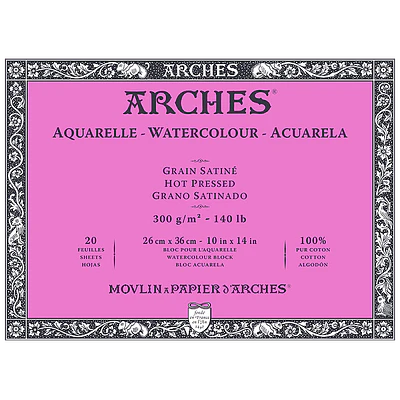 Arches - Block Acuarela - 26x36cm - 300gr - Grano Satinado - 20 Hjs