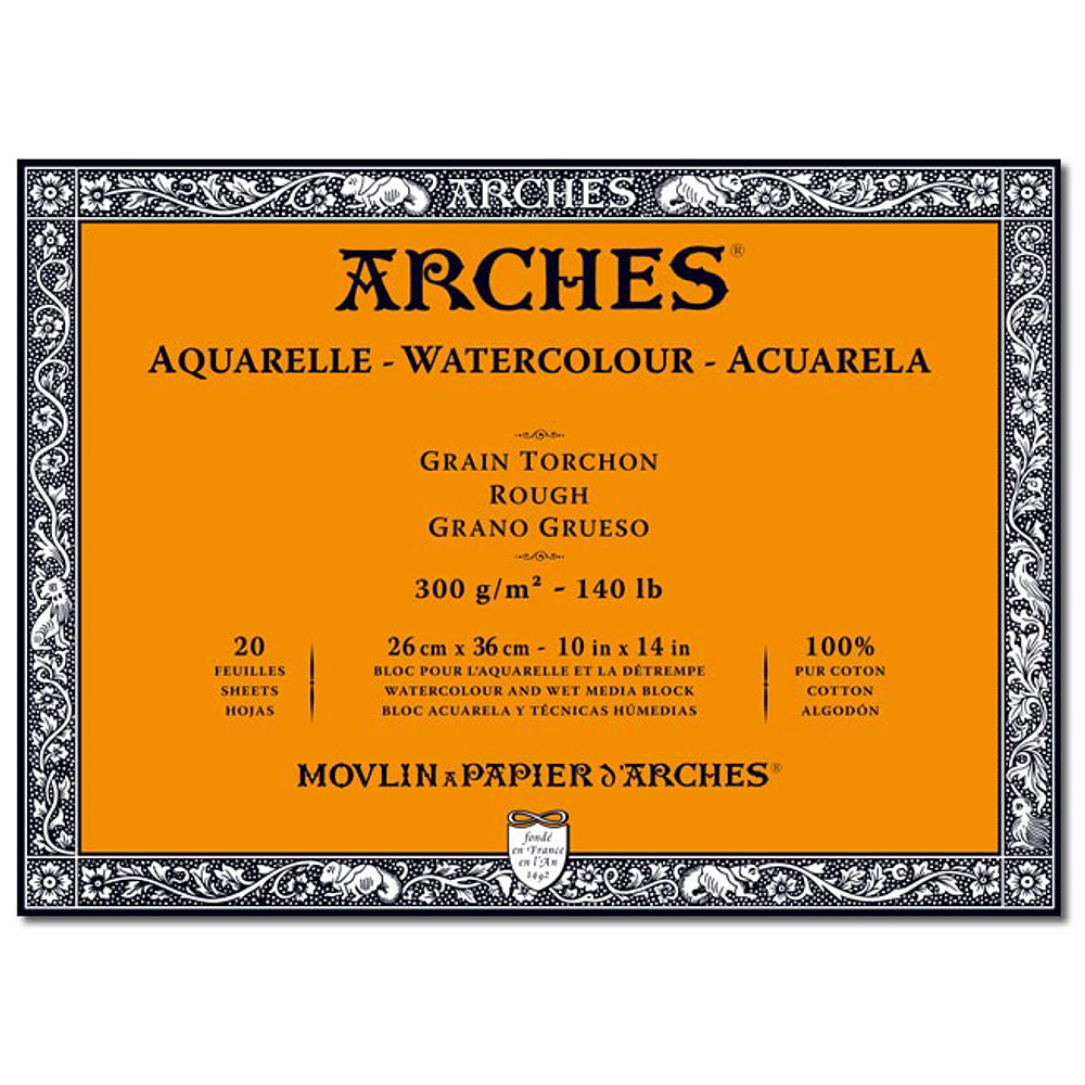Block Acuarela Arches - 26x36cm - 300gr - Grano Grueso - 20 Hjs