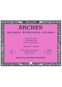 Block Acuarela Arches - 31x41cm - 300gr - Grano Satinado - 20 Hjs